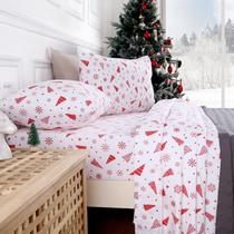 Lençóis de Flanela CAROMIO Christmas Queen - 100% Algodão Vermelho