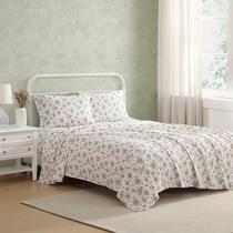 Lençóis de flanela Laura Ashley King Size Le Fleur rosa algodão