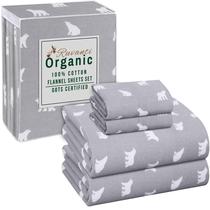 Lençóis de flanela RUVANTI King Size 100% algodão orgânico, 4 peças Lençóis de flanela RUVANTI King Size 100% algodão orgânico, 4 peças