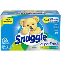 Lençóis de secagem e amaciante de roupas Snuggle Plus SuperFresh 200ct