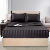 Lençóis de seda acetinada Lanest Housing King Size, conjunto de cama preto