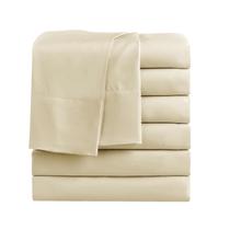 Lençóis planos FreshCulture Twin Size, pacote com 6 microfibras bege