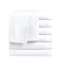 Lençóis planos FreshCulture Twin Size, pacote com 6 microfibras brancas Lençóis planos FreshCulture Twin Size, pacote com 6 microfibras brancas