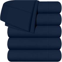 Lençóis planos Utopia Bedding Full Navy, pacote de 6 peças Lençóis planos Utopia Bedding Full Navy, pacote de 6 peças