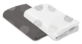 Lençóis Playard 4moms Breeze 100% algodão branco e cinza, pacote com 2