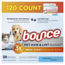 Lençóis secadores Bounce Bounce Pet Hair e Lint Guard 120 unidades