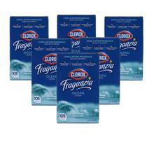Lençóis secadores Clorox Fraganzia Ocean Scent 105 unidades, pacote com 6 Lençóis secadores Clorox Fraganzia Ocean Scent 105 unidades, pacote com 6