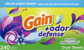 Lençóis secadores Gain + Odor Defense Super Fresh Blast 240 ct