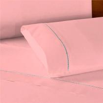 Lençol 2 pçs Berço de Cima e Fronha com Ponto Palito Percal 200 Fios