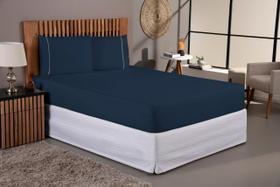 Lençol 3 Peças Casal Padrão 400 Fios Percal Fronhas Em Ponto Palito Não Faz Bolinhas