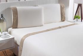 Lençol 4 Peças Cama Viúva188X128X 30 Barrado Jacquard Caqui