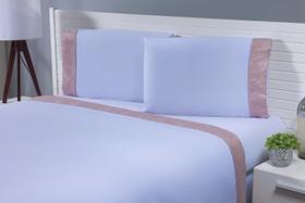 Lençol 4 Peças Cama Viúva188X128X30 Barrado Jacquard Rose