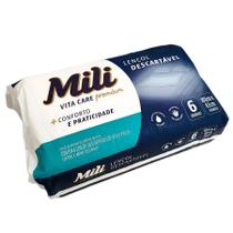Lençol Absorvente Descartável Adulto Pacote Com 6 Unidades 103 x 83cm Vita Care Premium Mili
