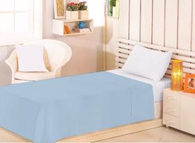 Lençol avulso 1,40x2,20 solteiro sem elástico forro confortável várias cores cama hotel pousada-azul-bebe