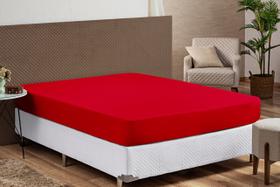 Lençol Avulso Com Elástico para Cama Casal Queen Conjugado 200 Fios Micropercal Vermelho - MahTex