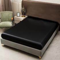 Lençol Avulso Com Elástico Solteiro Cetim Seda Preto Lençol Avulso Com Elástico Solteiro Cetim Seda Preto