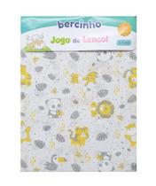 LENÇOL BERÇO Americano JOGO 3 PÇS 100% ALGODÃO SAFARI CINZA - Bercinho LENÇOL BERÇO Americano JOGO 3 PÇS 100% ALGODÃO SAFARI CINZA - Bercinho