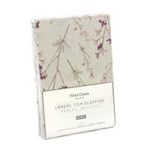 Lencol c/ elastico estampado solteiro - lapela bege