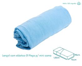 Lençol c/ elástico para mini cama liso malha 100% algodão premium - baby joy