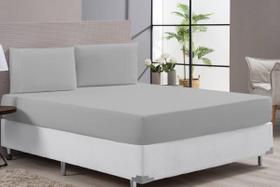 Lençol Cama King Size Cor Cinza Macio 400F 3 Peças