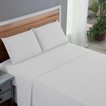 Lençol Cama Solteiro Percal 200 Fios 100% Algodão 3 Peças Liso com Elástico