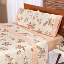 Lençol casa cama padrão rosa com estampa de flores