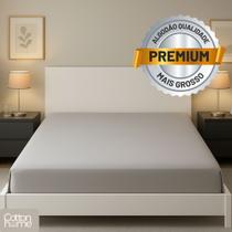Lençol Casal 100% Algodão Com Elástico Premium Cinza