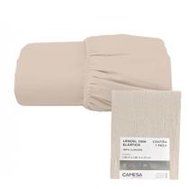 Lençol Casal 100% de Algodão com Elástico Bege Camesa