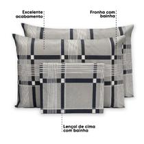 Lençol Casal 3 Pçs Estampado C/ Fronhas Percal 180 Fios 40cm Altura