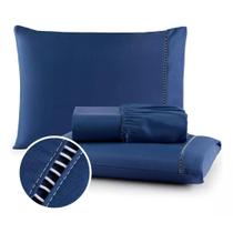 Lençol Casal 3 Peças 400 Fios Ponto Palito 100% Algodão