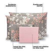 Lençol Casal 4 Pçs Estampado Percal 180 Fios Bainha 40cm Altura