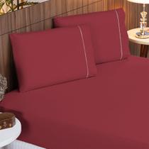Lençol Casal 4 Peças 400 Fios Luxo Vinho