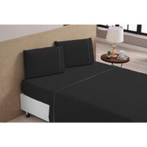 Lençol Casal 4 Peças 400 Fios Toque Macio Luxo Preto