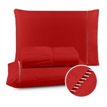 Lençol Casal 4 Peças 400 Fios Toque Macio Luxo Vermelho