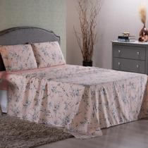 Lençol Casal 4 Peças Micropercal 400 Fios Estampa Primavera