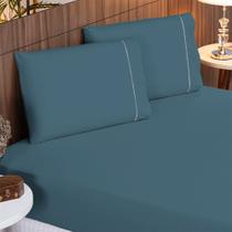 Lençol Casal 400 Fios com 2 Fronhas Ponto Palito Toque Macio