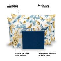 Lençol Casal 6 Pçs Estampado Percal 180 Fios Bainha