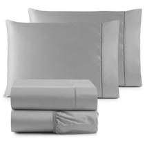 Lençol casal avulso com elástico percal 600 fios aveludado cinza Lençol casal avulso com elástico percal 600 fios aveludado cinza