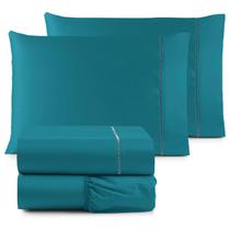 Lençol casal avulso com elástico percal 600 fios aveludado verde petroleo Lençol casal avulso com elástico percal 600 fios aveludado verde petroleo