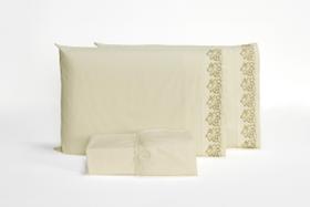 Lençol Casal Bordado Com 3 Peças Percal 180 Fios Algodao