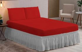 Lençol casal casal padrão todo vermelho 3 peças