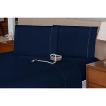 Lençol Casal de Cima 3 PÇS c/ Vira e Ponto Palito Percal Flex 400 Fios Toque Macio