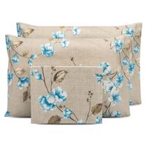 Lençol Casal de Cima Estampado 3 pçs com Ponto Palito Percal Flex 400 Fios Macio