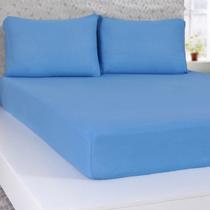 Lençol Casal De Malha 100% Algodão Com Elástico Azul - Panosul