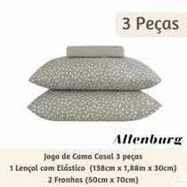 Lençol Casal Malha Fio Penteado Bits Cinza com Elástico 2 Fronhas Envelope Toque Macio e Estilo Atemporal