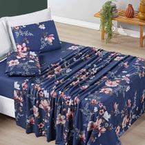 Lençol Casal Micropercal 200 Fios 4 Peças - ul Floral Lençol Casal Micropercal 200 Fios 4 Peças - ul Floral