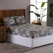 Lençol Casal Padrão 3 Peças Estampado Micropercal 400 Fios