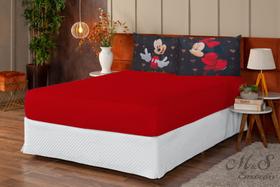Lençol Casal Padrão 3 Peças Estampado Vermelho