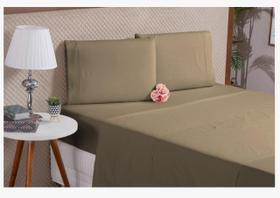 Lençol Casal Padrão 4 Peças Algodão Bege Percal 180 Fios Lençol Casal Padrão 4 Peças Algodão Bege Percal 180 Fios