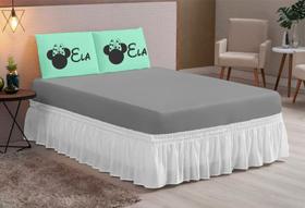 Lençol Casal Queen 03 peças ELA/ELA Verde Cinza Lençol Casal Queen 03 peças ELA/ELA Verde Cinza